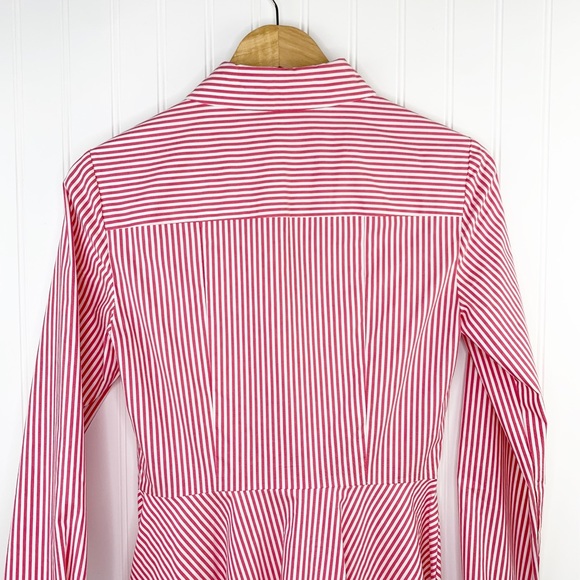 Cremieux Emily Red and White Stripe Pin-tuck Button Down Shirt Dress - Picture 9 of 14